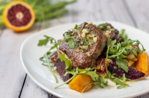 Pan Seared Lamb Chops with Fennel, Beets and Citrus