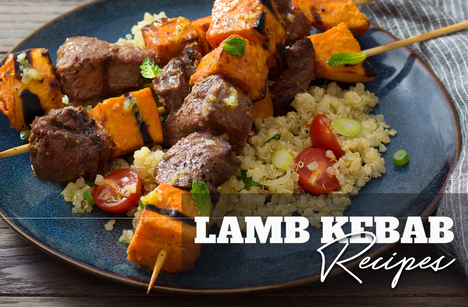 sweet potato and lamb kebabs