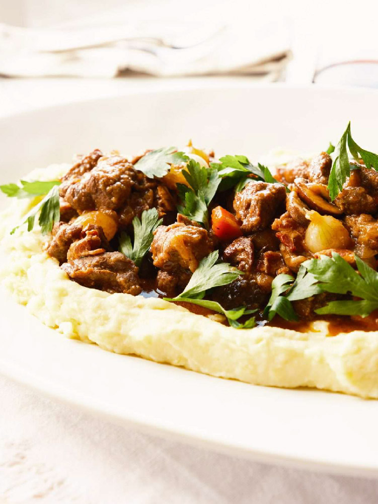 Lamb Bourguignon on a plate