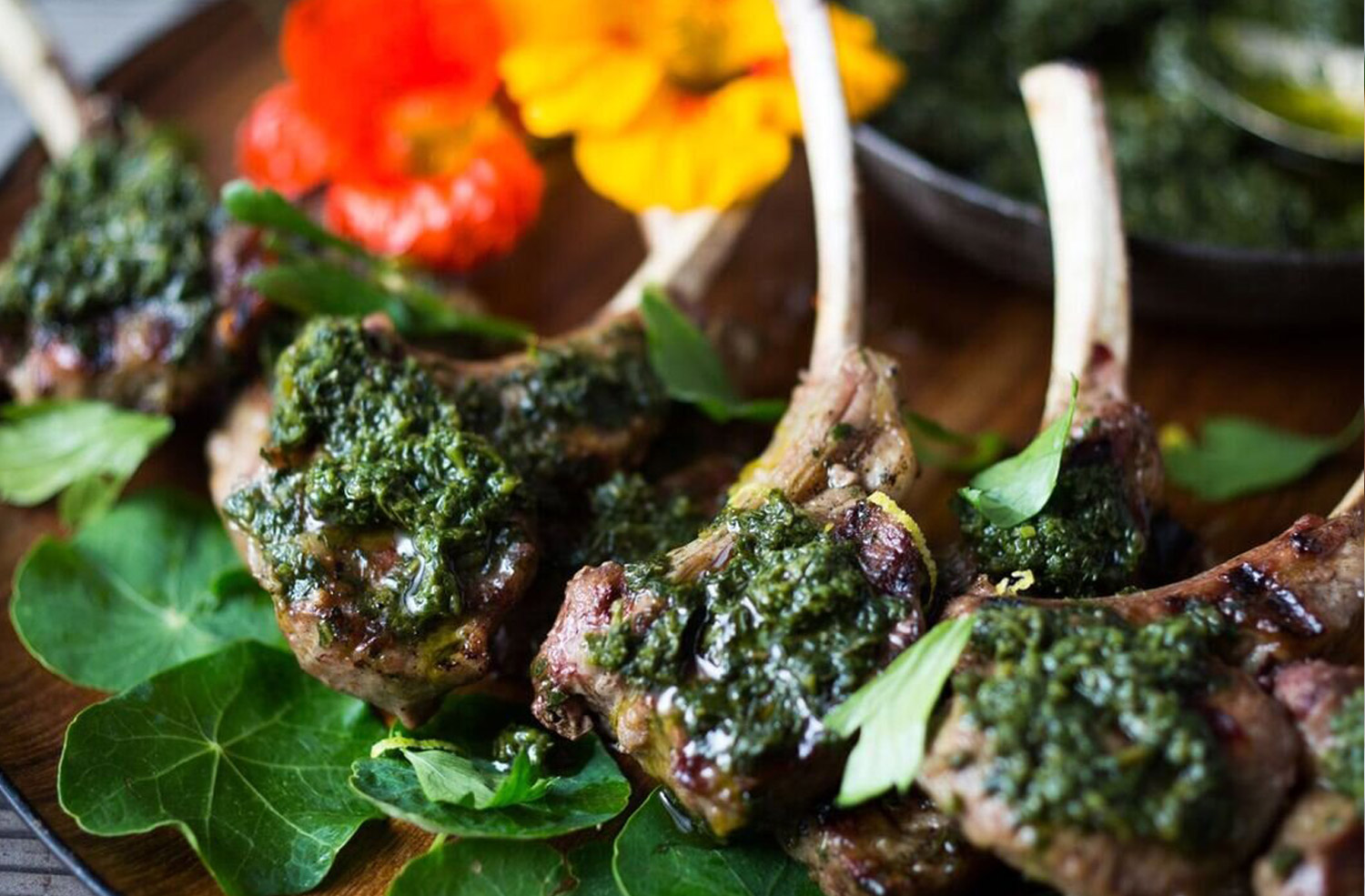 Grilled Lamb Lollipops with Salsa Verde