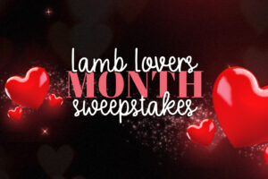 Lamb Lovers Month Sweepstakes text with hearts