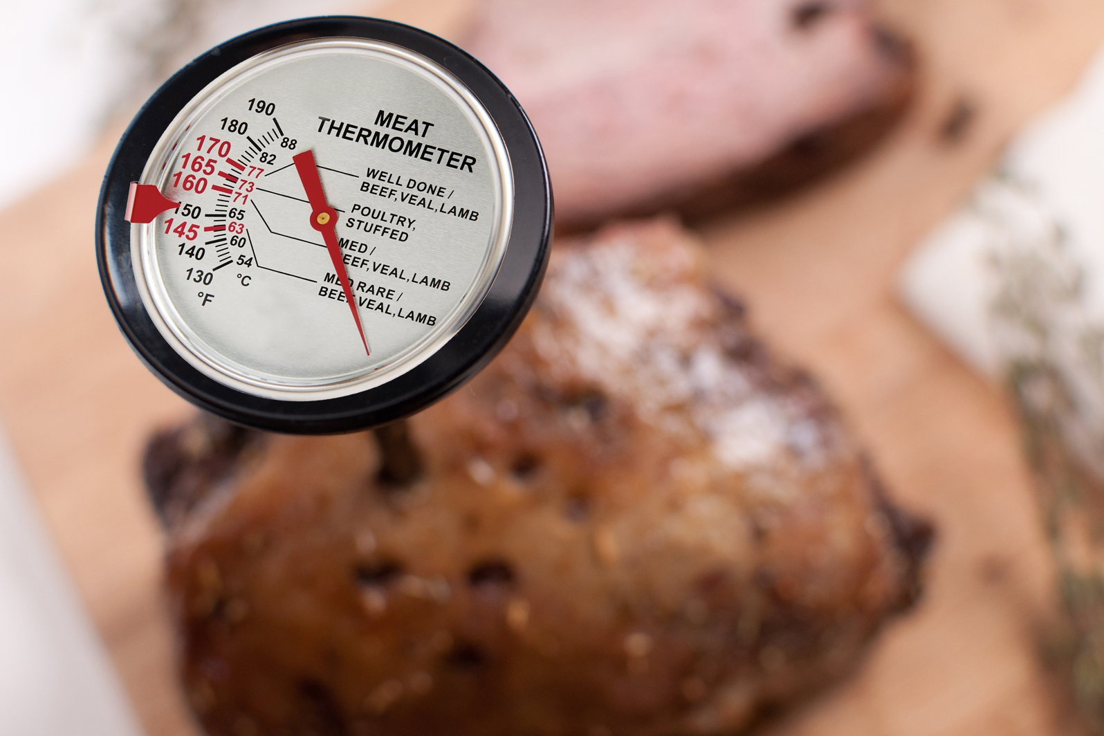 meat thermometer in lamb