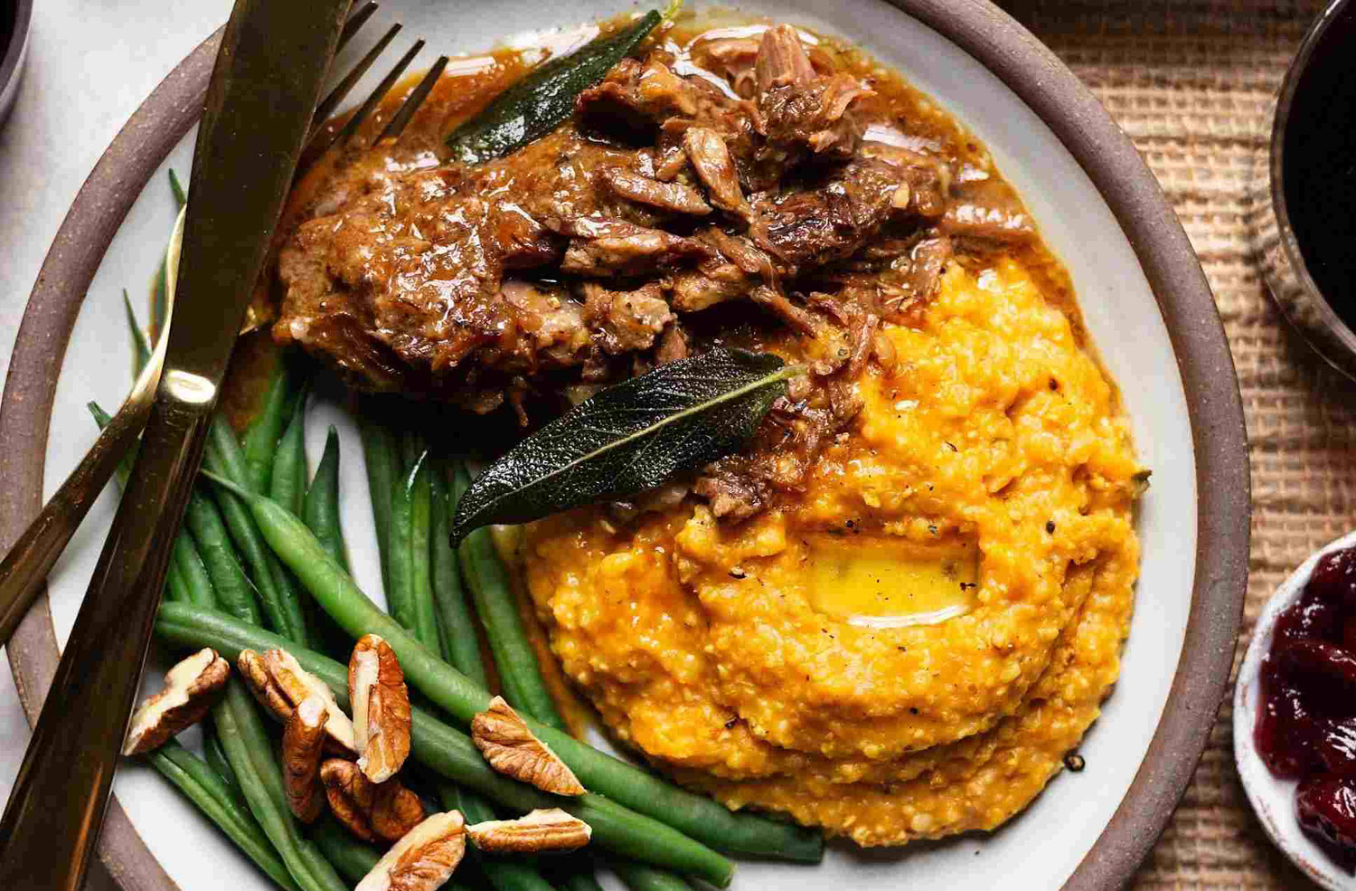 Braised Lamb Shoulder with Pumpkin Smoked Gouda Grits