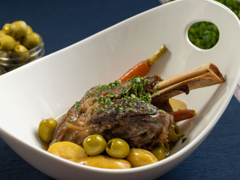 Braised Lamb Shanks with Potatoes and Olives