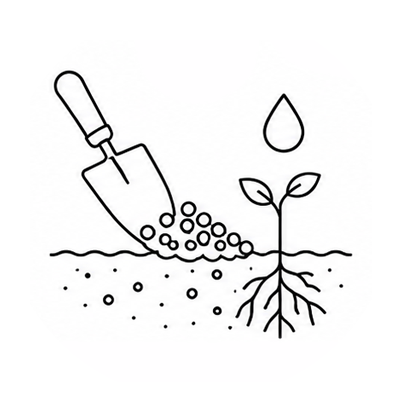 mix wool pellets into soil with shovel
